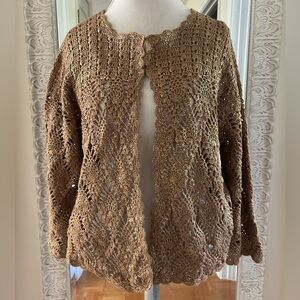 Ruby Rd. Brown Crochet Sweater